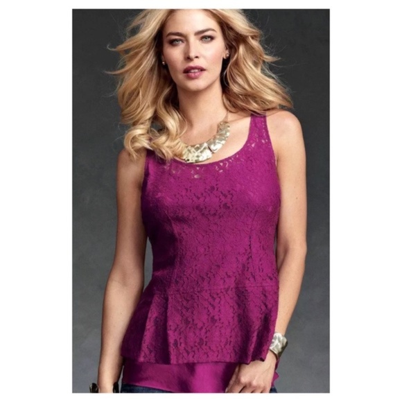 CAbi Tops - CAbi Style #131 Boysenberry Peplum Sheer Lace Top